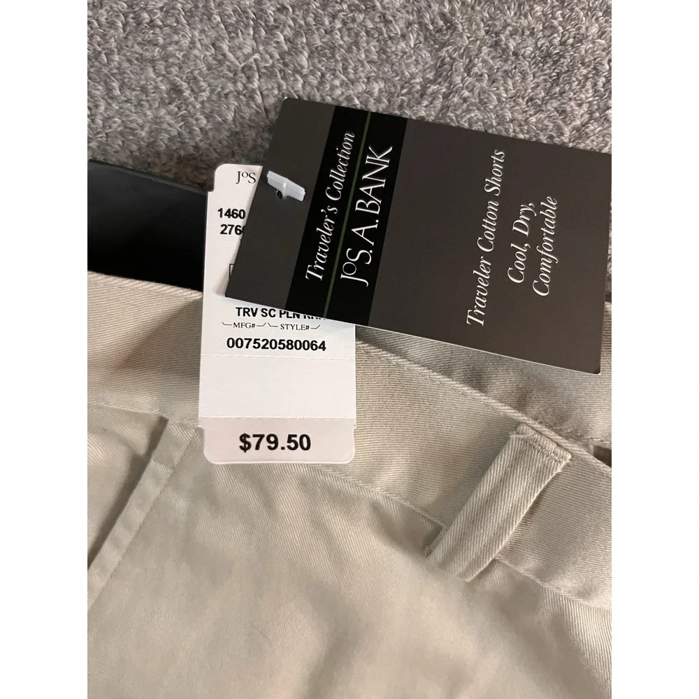 Jos. A. Bank Men's Khaki Shorts Traveler's Collection Size 36 Preppy NWT A2-21